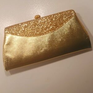 Vintage 50s Metallic Gold Glitter Clutch